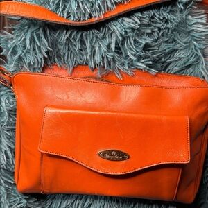 Etienne Aigner Bright Orange Leather Shoulder Bag